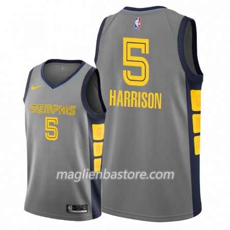 Maglia NBA Memphis Grizzlies Andrew Harrison 5 2018-19 Nike City Edition Grigio Swingman - Uomo